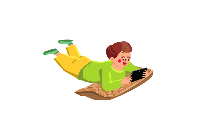 boy-play-smartphone-and-lying-on-pillow-vector