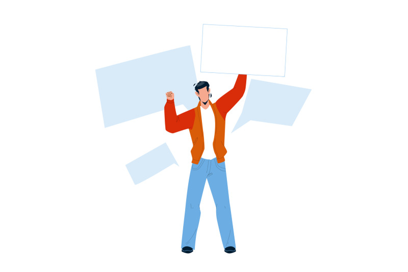 on-protest-demonstration-man-with-posters-vector