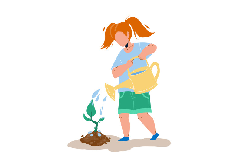 sapling-planting-and-watering-girl-child-vector