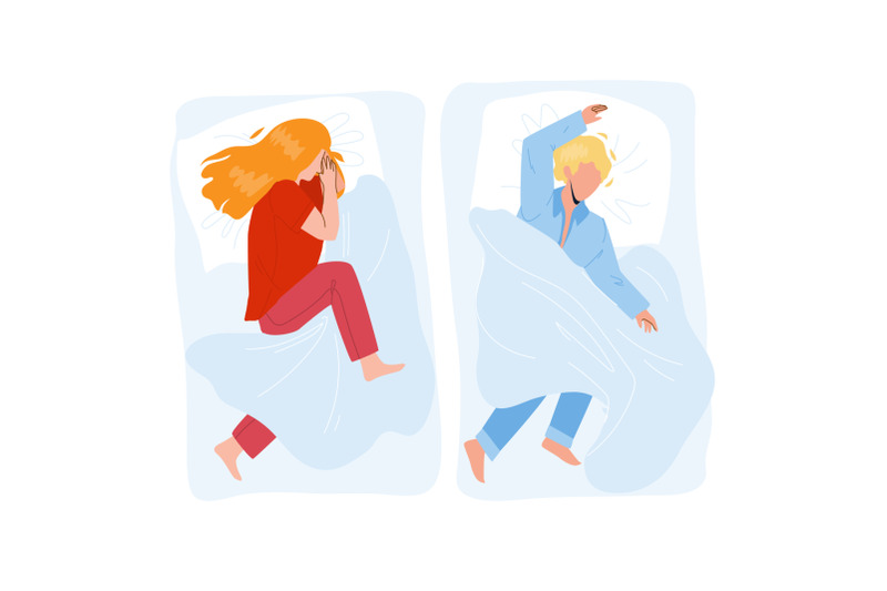 sleeping-child-boy-and-girl-in-cozy-bed-vector