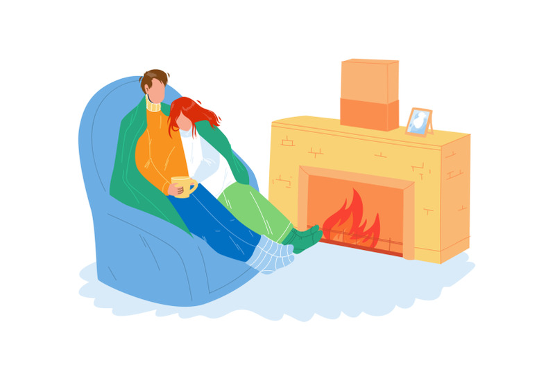 winter-rest-couple-together-near-fireplace-vector