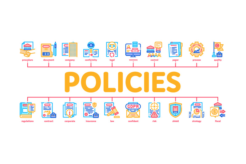 policies-data-process-minimal-infographic-banner-vector