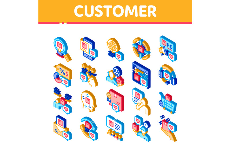 buyer-customer-journey-isometric-icons-set-vector