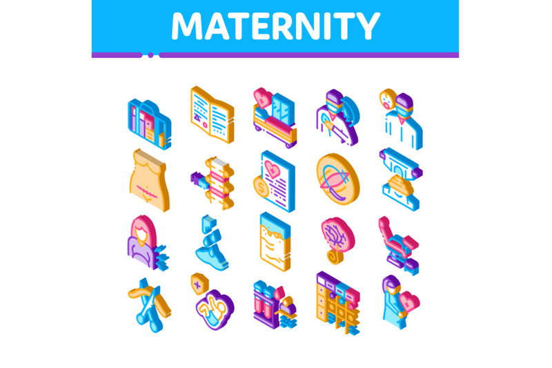 maternity-hospital-isometric-icons-set-vector-illustration