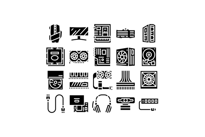 computer-technology-glyph-set-vector-illustration-flat