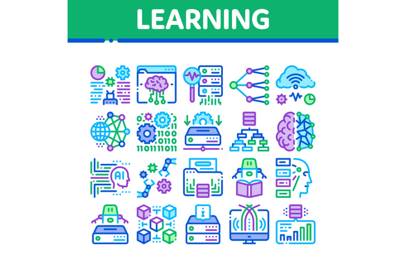 machine-learning-ai-collection-icons-set-vector