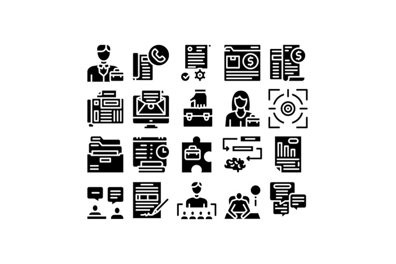 administrator-business-glyph-set-vector-illustration