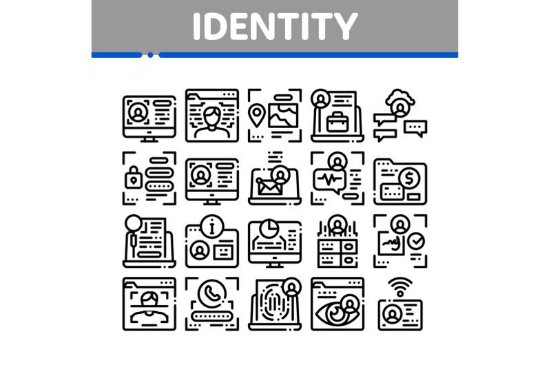 digital-identity-user-collection-icons-set-vector