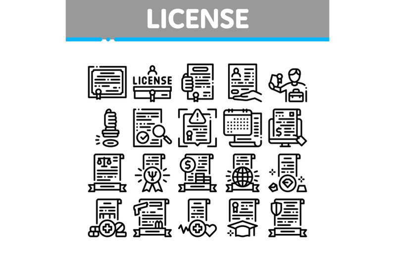 license-certificate-collection-icons-set-vector-illustrations