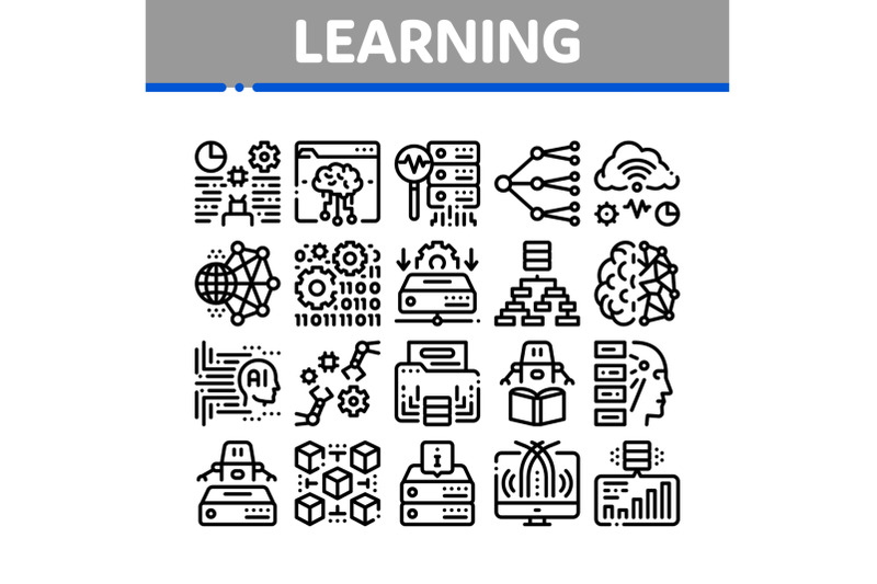 machine-learning-ai-collection-icons-set-vector