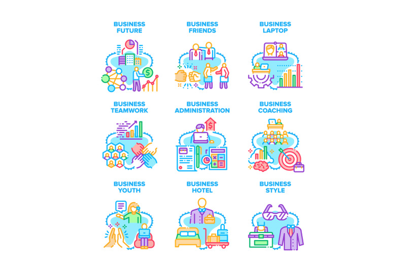 business-relation-set-icons-vector-illustrations