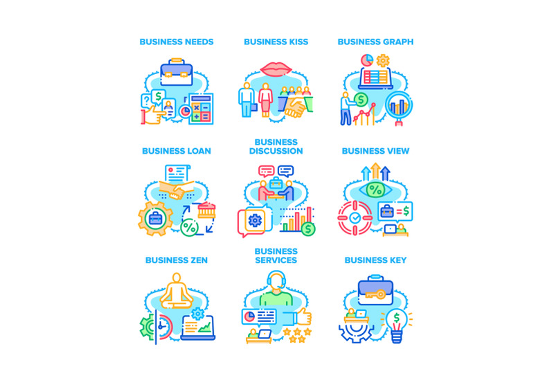 business-service-set-icons-vector-illustrations