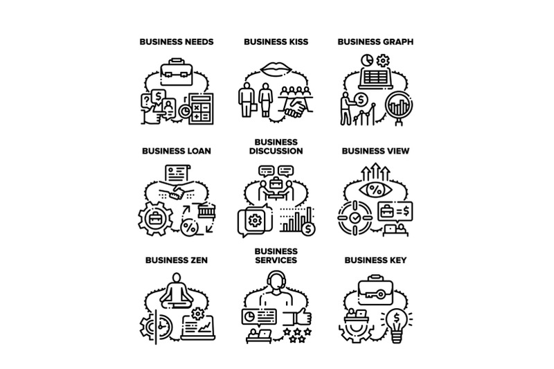 business-service-set-icons-vector-black-illustration