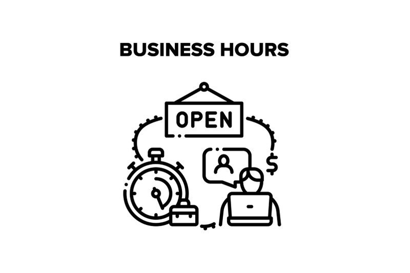 business-hours-vector-black-illustration