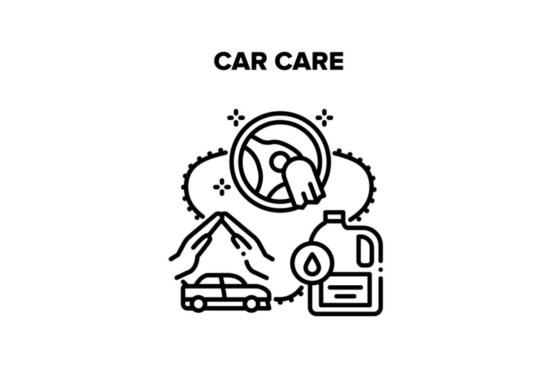 car-care-service-vector-black-illustration