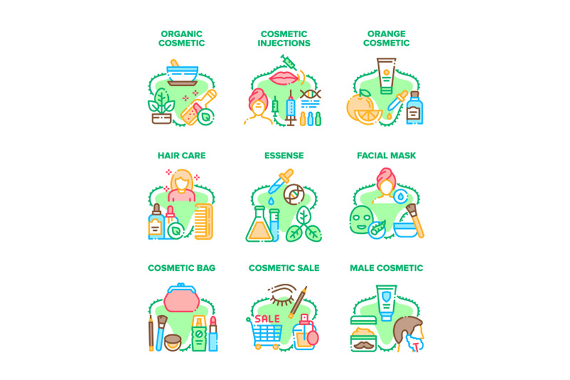 cosmetic-treatment-set-icons-vector-illustrations