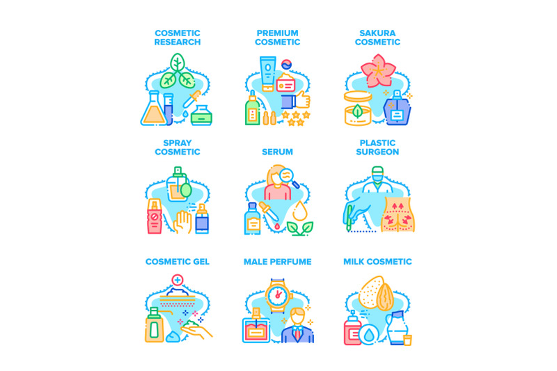 cosmetic-research-set-icons-vector-illustrations