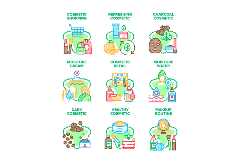 cosmetic-retail-set-icons-vector-illustrations