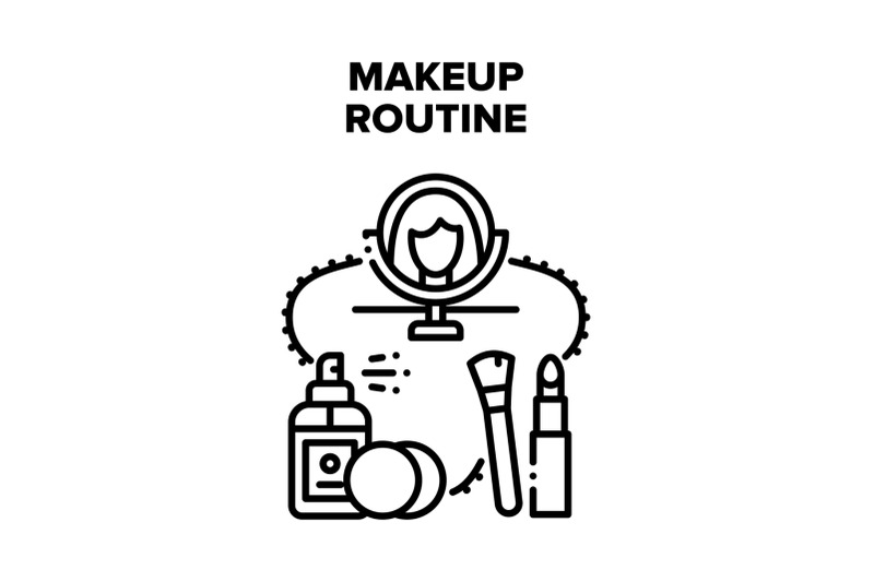 makeup-routine-vector-black-illustration