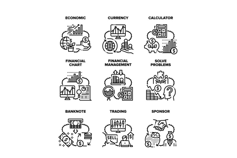 finance-economic-set-icons-vector-black-illustration