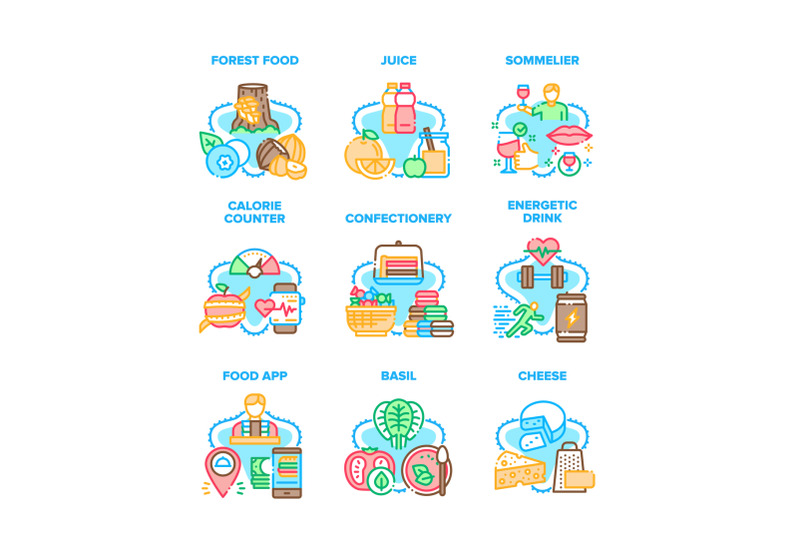 food-application-set-icons-vector-illustrations