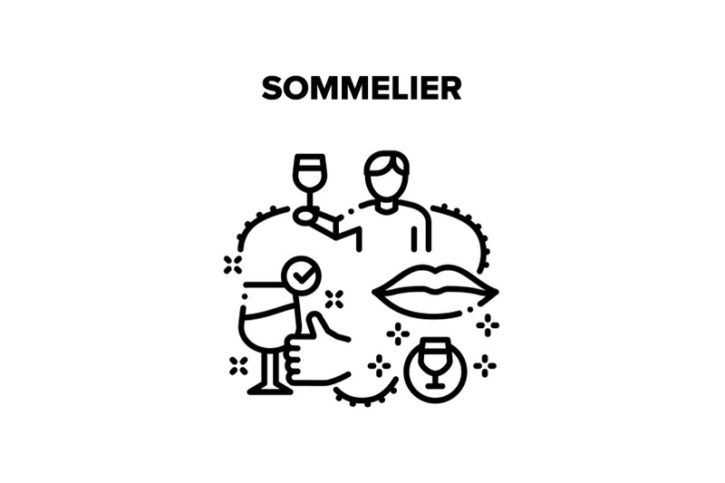 sommelier-job-vector-black-illustration