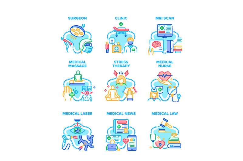 medical-clinic-set-icons-vector-illustrations