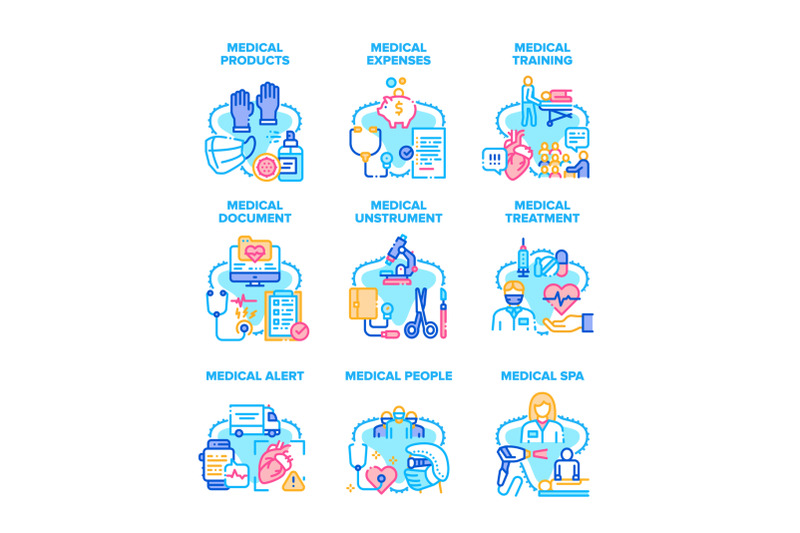 medical-products-set-icons-vector-illustrations