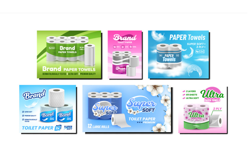 towels-and-toilet-paper-promo-posters-set-vector