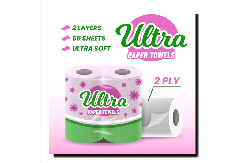 ultra-paper-towels-creative-promo-poster-vector