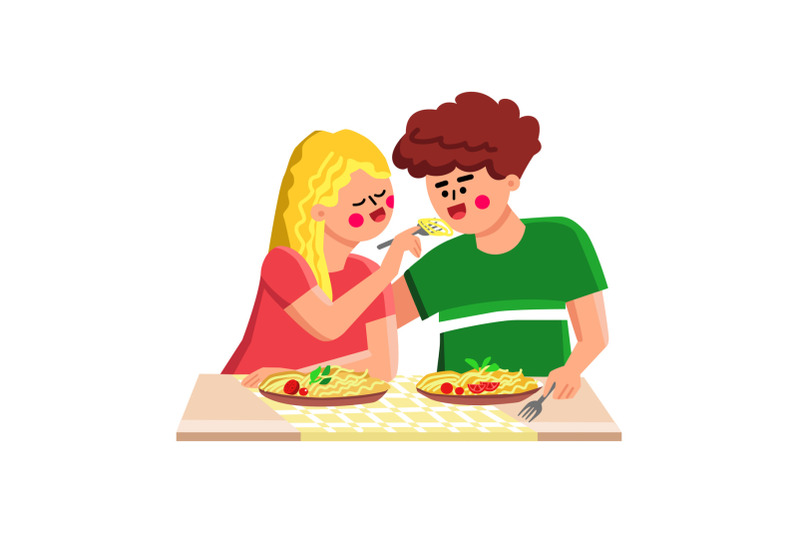 pasta-meal-eating-boy-and-girl-together-vector