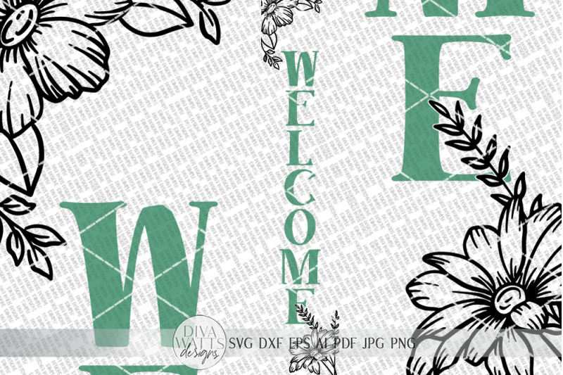 welcome-vertical-porch-svg-floral-sign-dxf-and-more