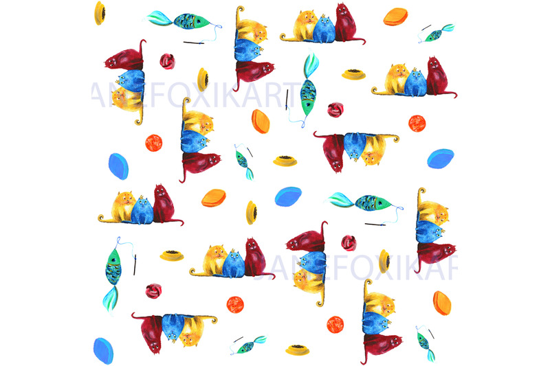 seamless-watercolor-patterns-with-funny-characters