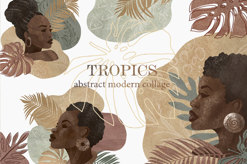 tropics-modern-clipart-beige-green-terracotta-abstract-modern-shap