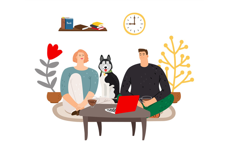 evening-time-family-and-dog