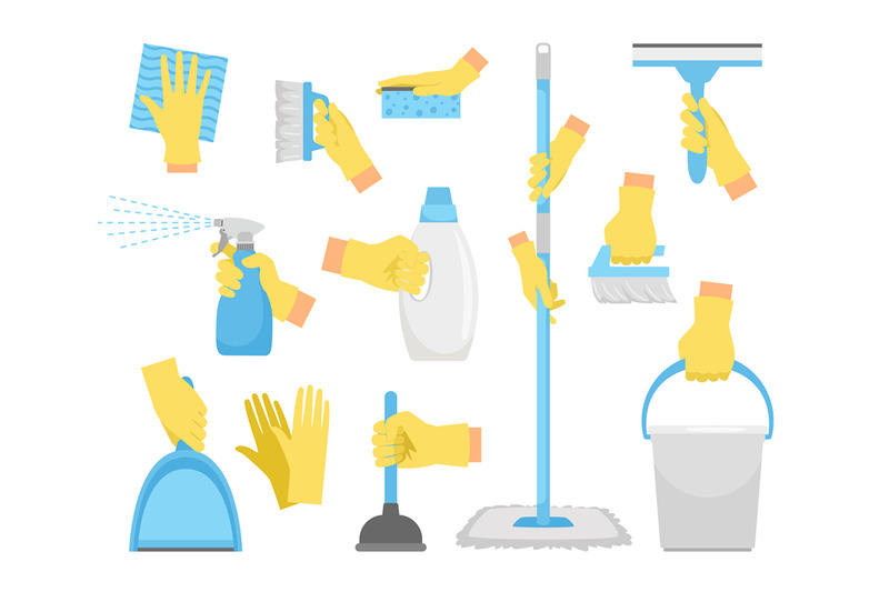 cleanning-tools-with-hands