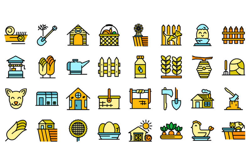 Village Icons Set Vector Flat By Ylivdesign