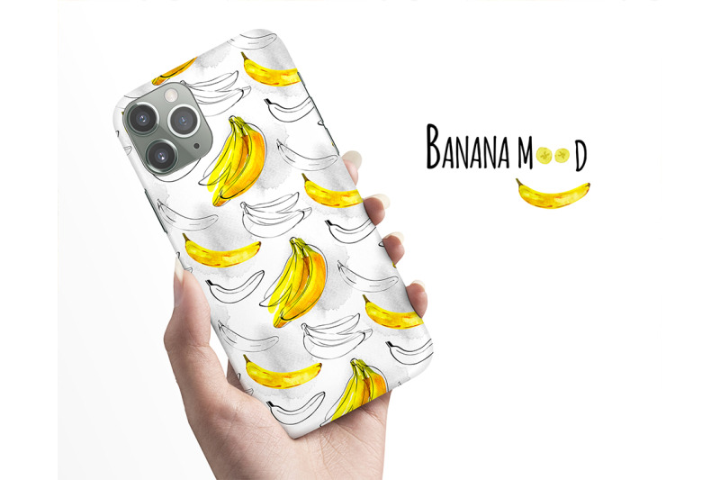 banana-set-digital-clipart-watecolor-and-ink