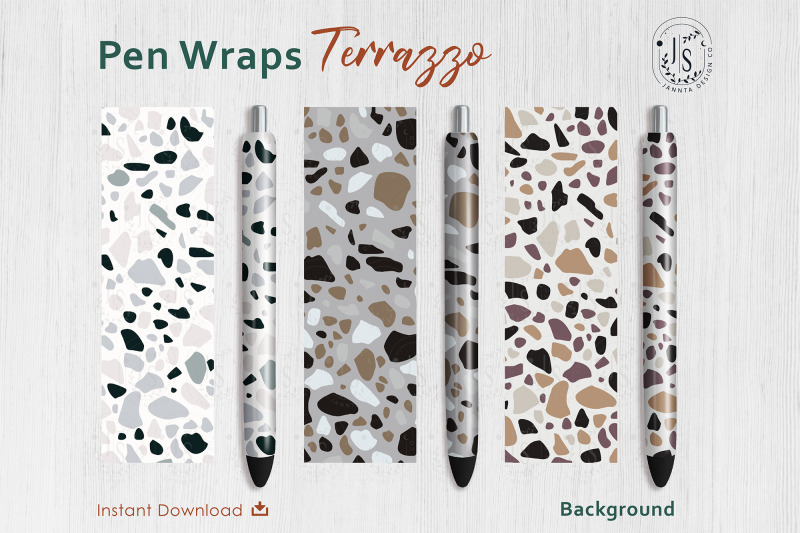 Terrazzo Texture Pen Wraps PNG File Set Download