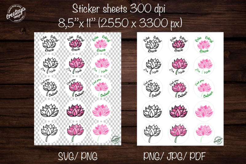 quotes-round-stickers-sticker-pack-flower-sticker-sheet-sticker-svg