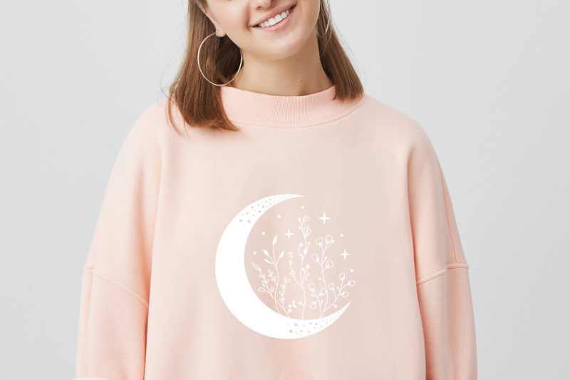 crescent-moon-with-wildflowers-svg-celestial-svg