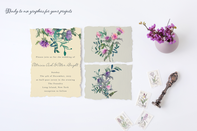 watercolor-thistle-clipart-and-seamless-pattern-collection
