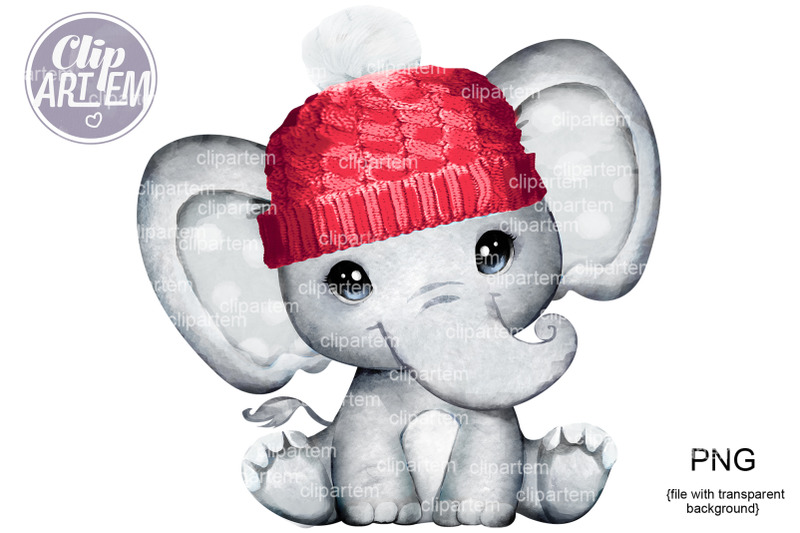 red-hat-baby-elephant-boy-girl-watercolor-png-clip-art