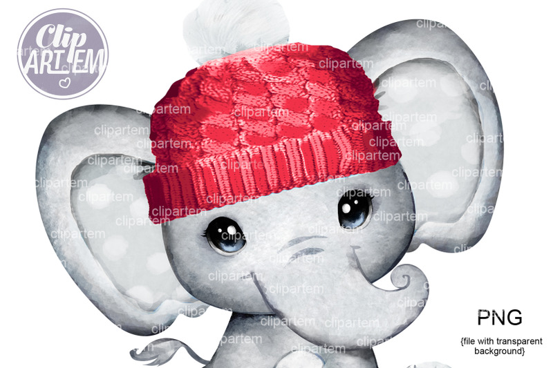 red-hat-baby-elephant-boy-girl-watercolor-png-clip-art