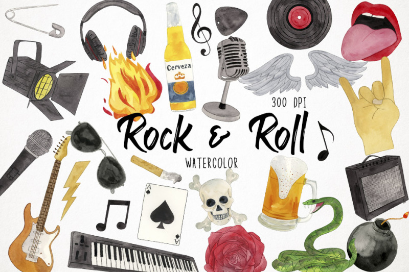 watercolor-rock-and-roll-clipart-heavy-metal-clipart