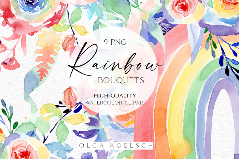 boho-rainbow-flowers-clipart-watercolor-floral-bouquet-png-multicolor