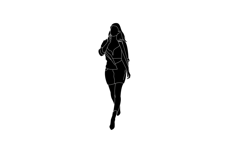 Vector illustration Women in skirt, Flat style with outline By Valenia ...