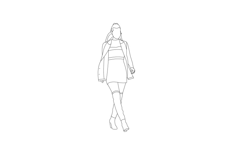 vector-illustration-women-posing-at-sidewalk-flat-style-with-outline