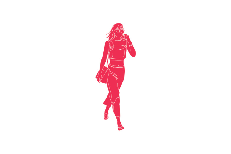 vector-illustration-of-woman-walking-while-carrying-a-bag