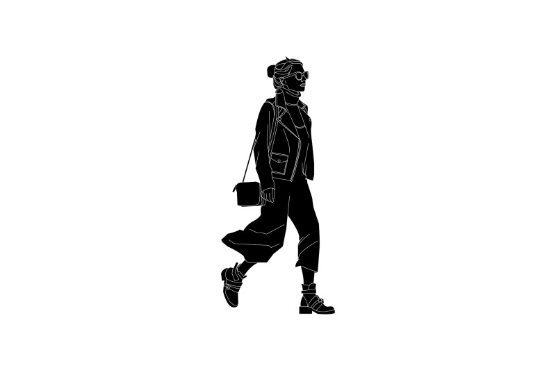 vector-illustration-woman-on-the-street-flat-style-with-outline